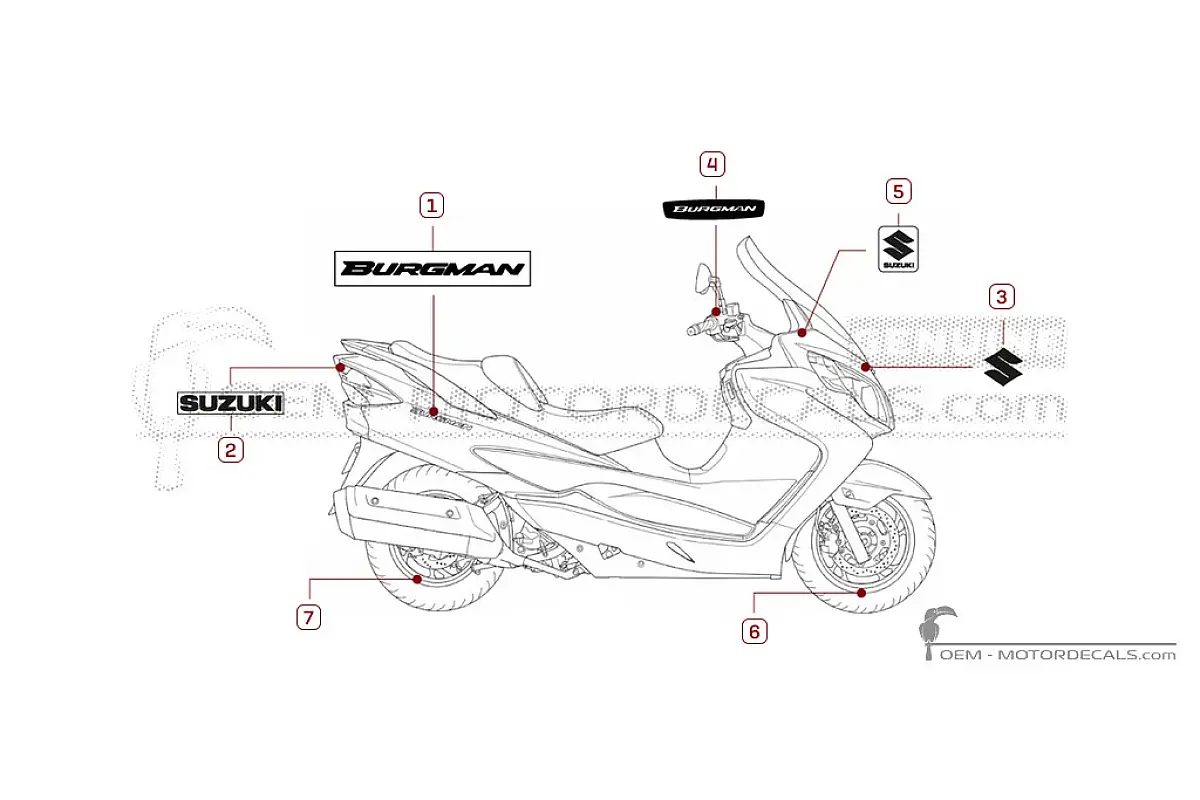 Stickers voor Suzuki AN400 BURGMAN 2013 • Suzuki OEM Stickers