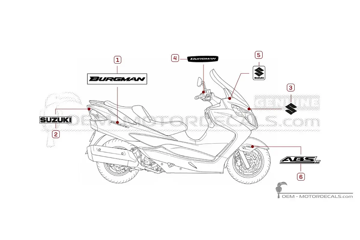 Stickers voor Suzuki AN400 BURGMAN 2016 • Suzuki OEM Stickers