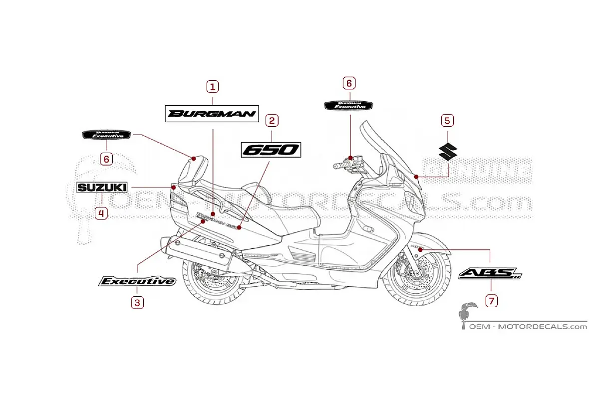 Aufkleber für Suzuki AN650 BURGMAN Executive 2005 • Suzuki OEM-Aufkleber