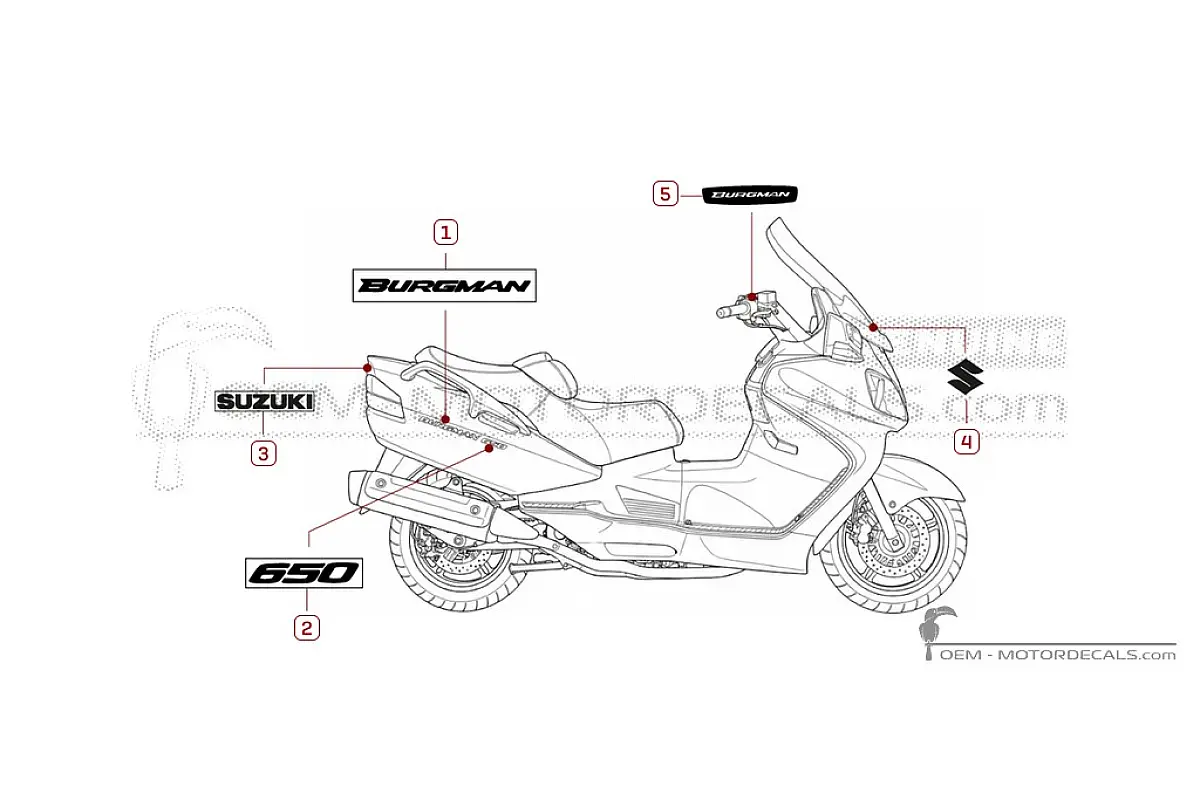 Naklejki do Suzuki AN650 BURGMAN 2005 • Suzuki Naklejki OEM