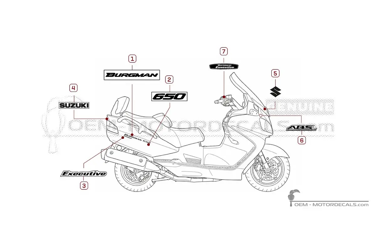 Naklejki do Suzuki AN650 BURGMAN Executive 2012 • Suzuki Naklejki OEM