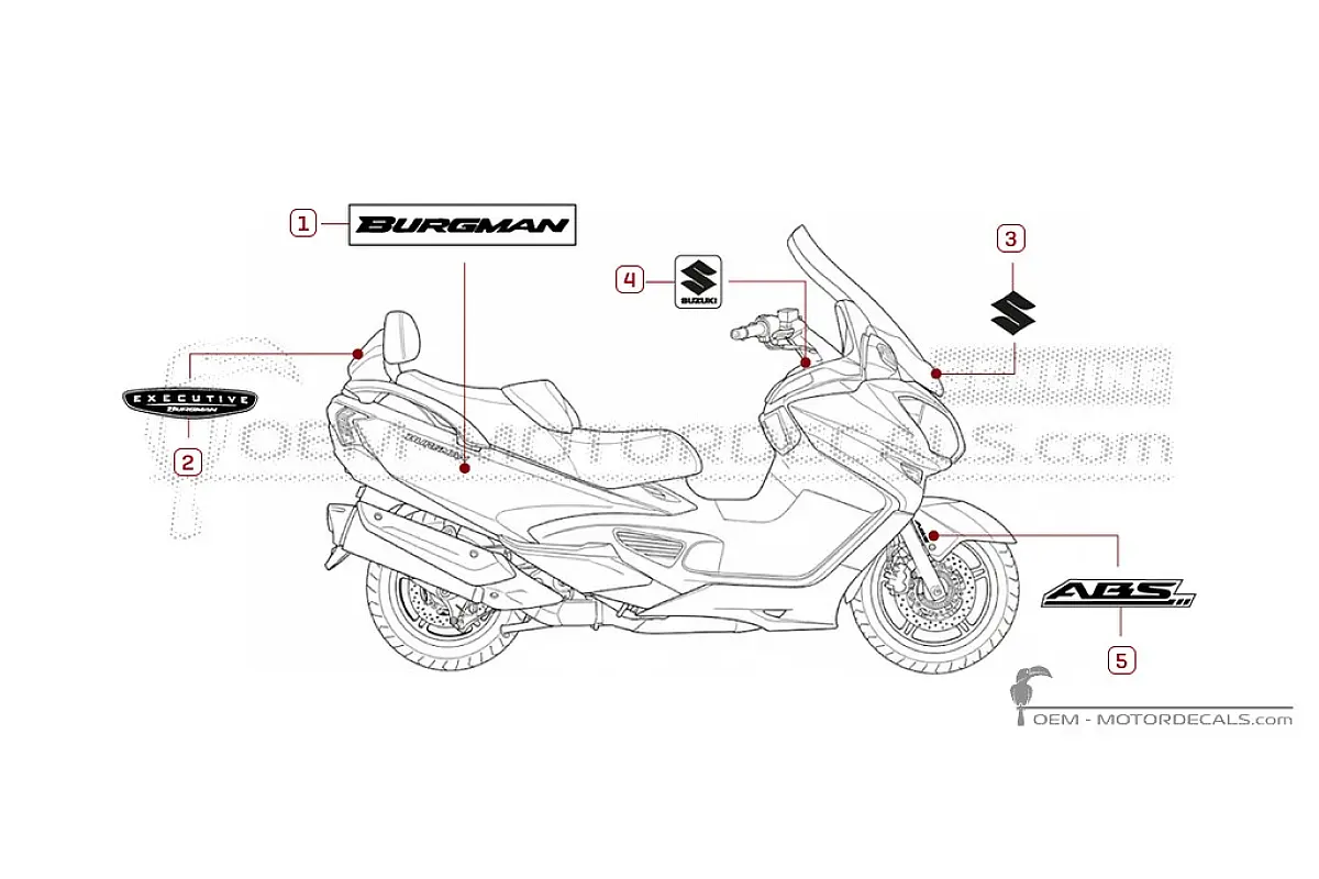 Decals for Suzuki AN650 BURGMAN Executive 2013 • Suzuki OEM Decals