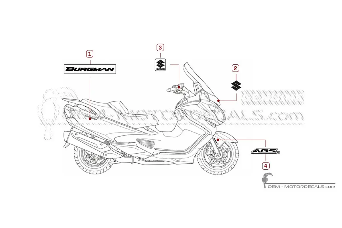 Stickers voor Suzuki AN650 BURGMAN 2014 • Suzuki OEM Stickers