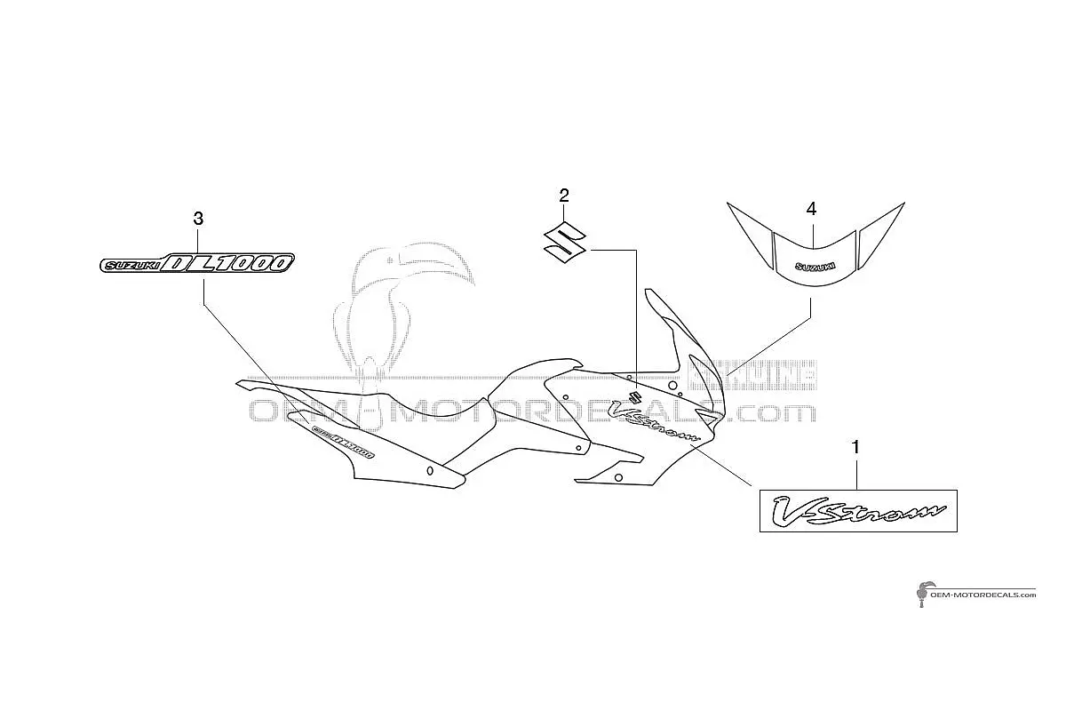 Stickers voor Suzuki DL1000 VSTROM 2009 - Zwart • Suzuki OEM Stickers