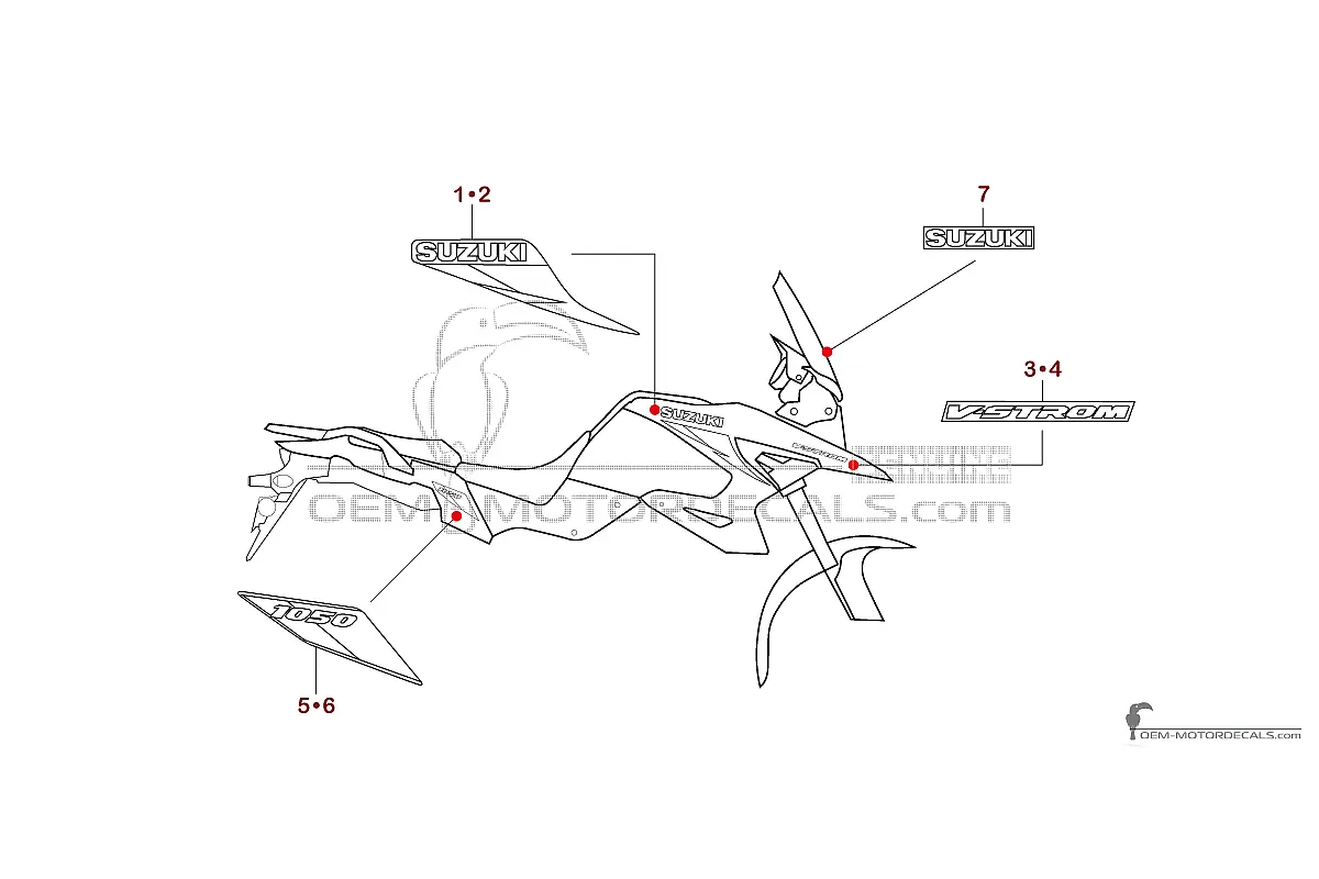 Stickers voor Suzuki DL1050 VSTROM 2025 - Zwart • Suzuki OEM Stickers