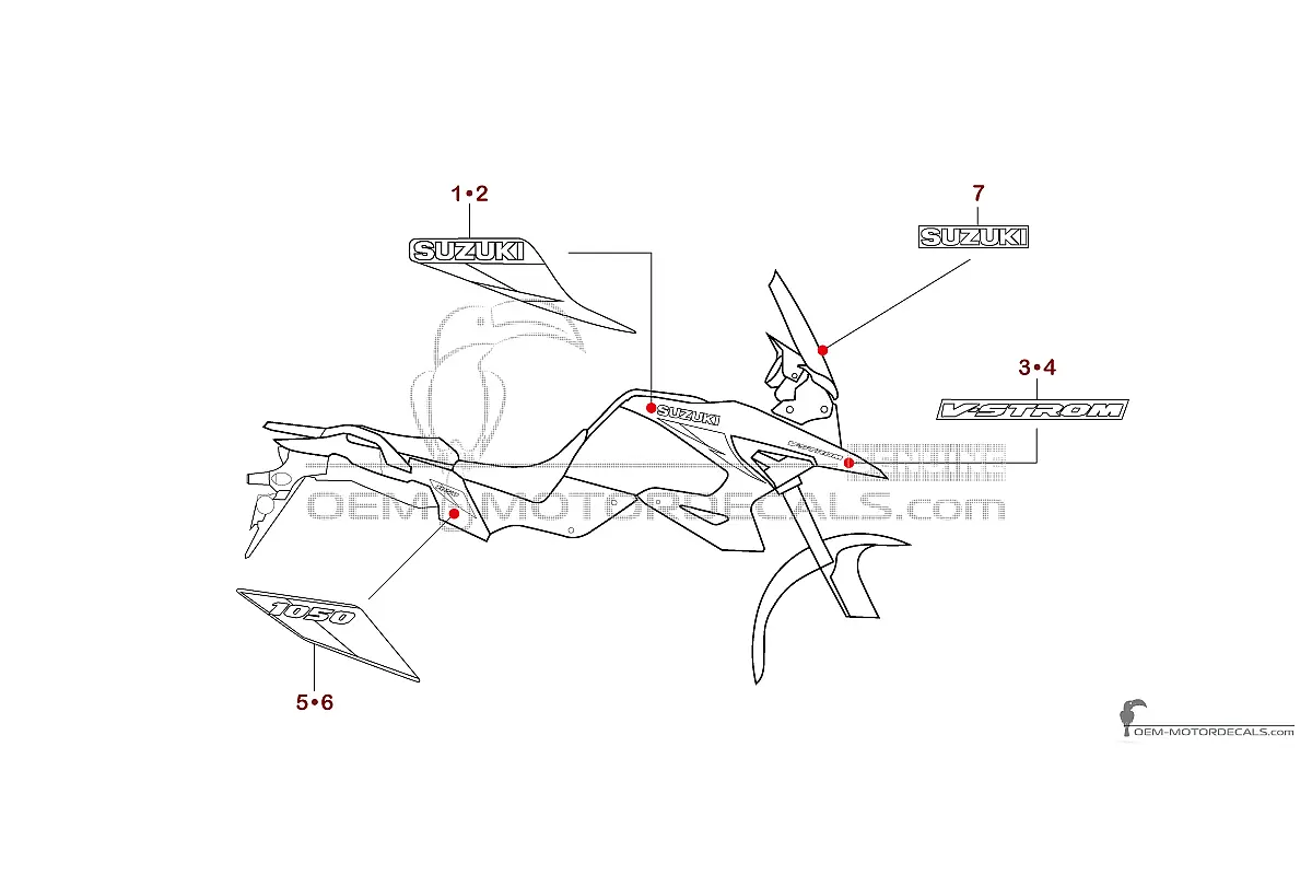 Decals for Suzuki DL1050 VSTROM 2025 - Gray • Suzuki OEM Decals