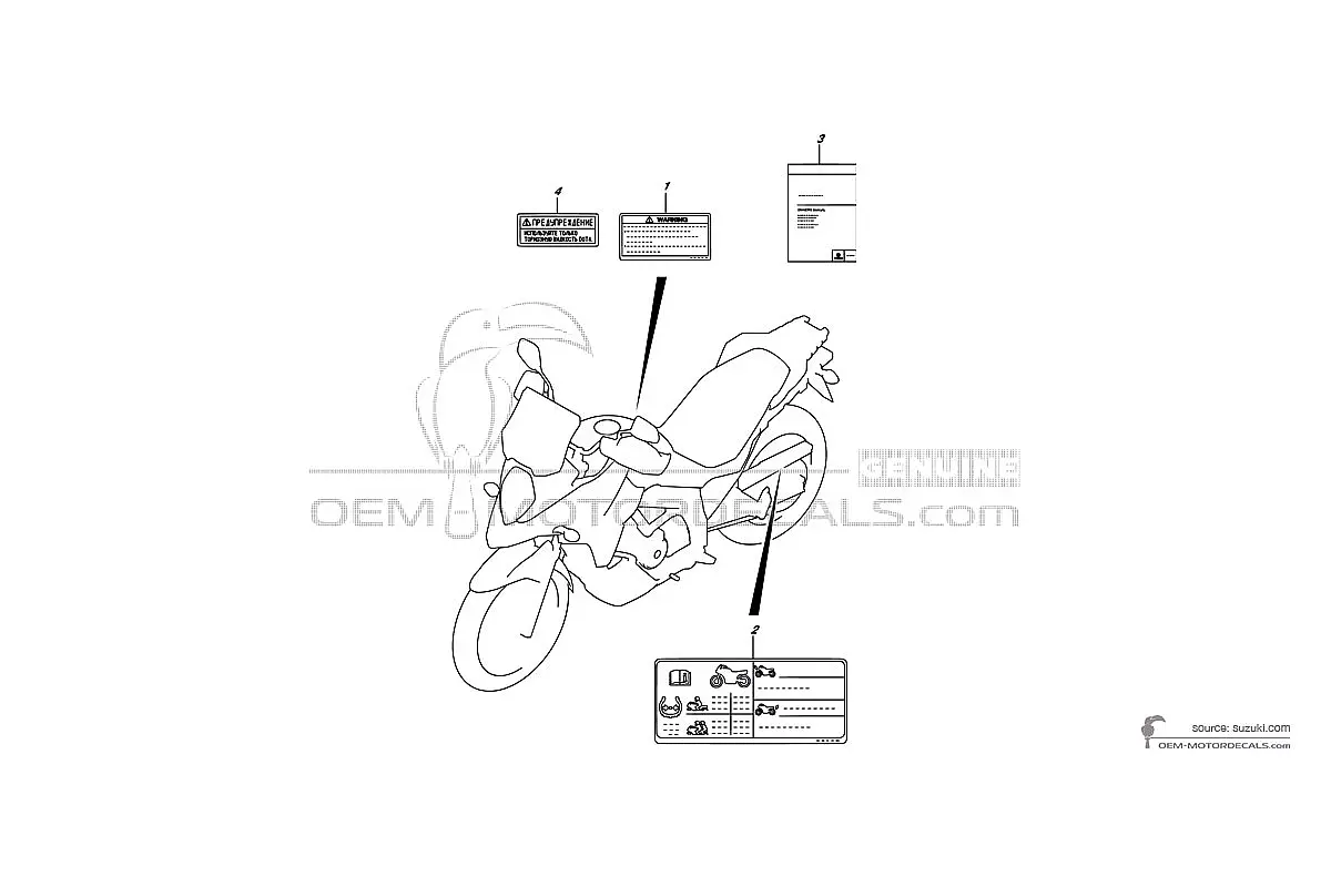 Autocollants pour Suzuki DL650XT VSTROM - Étiquettes de mise en garde • Suzuki Autocollants OEM