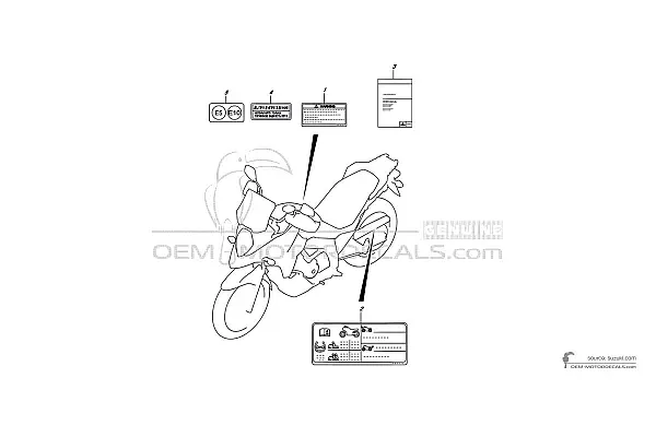 Suzuki DL650 VSTROM - Etykiety ostrzegawcze