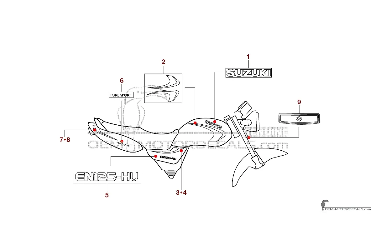 Pegatinas para Suzuki EN125 2006 - Gris • Suzuki Pegatinas OEM