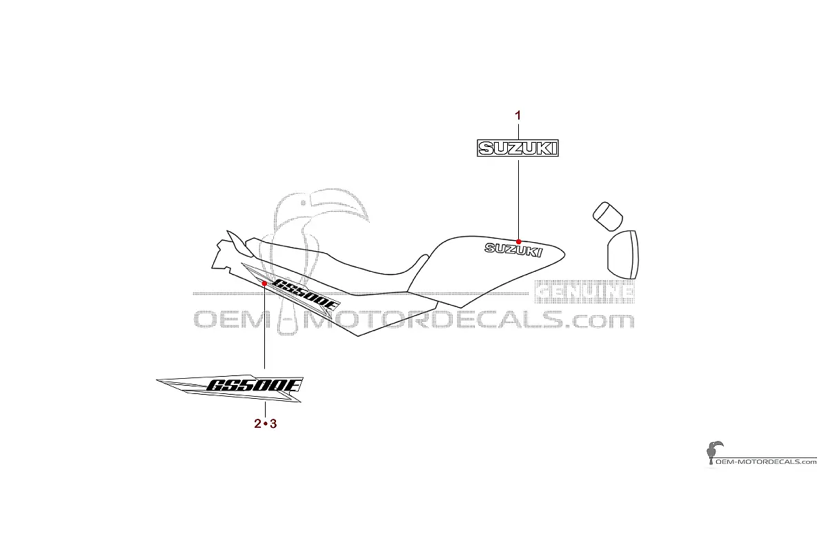 Stickers voor Suzuki GS500E 1997 - Rood • Suzuki OEM Stickers