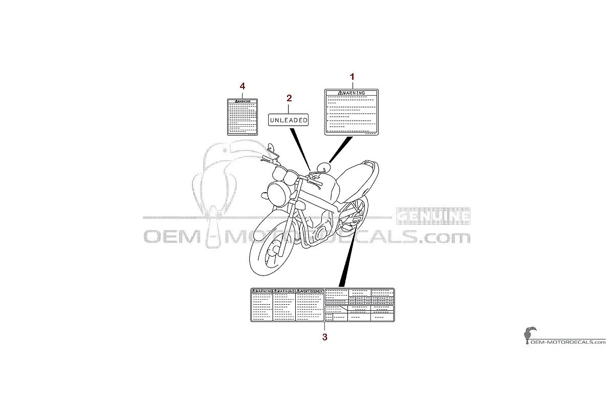 Adesivi per Suzuki GS500E 2005 - Etichette di avvertenza • Suzuki Adesivi OEM