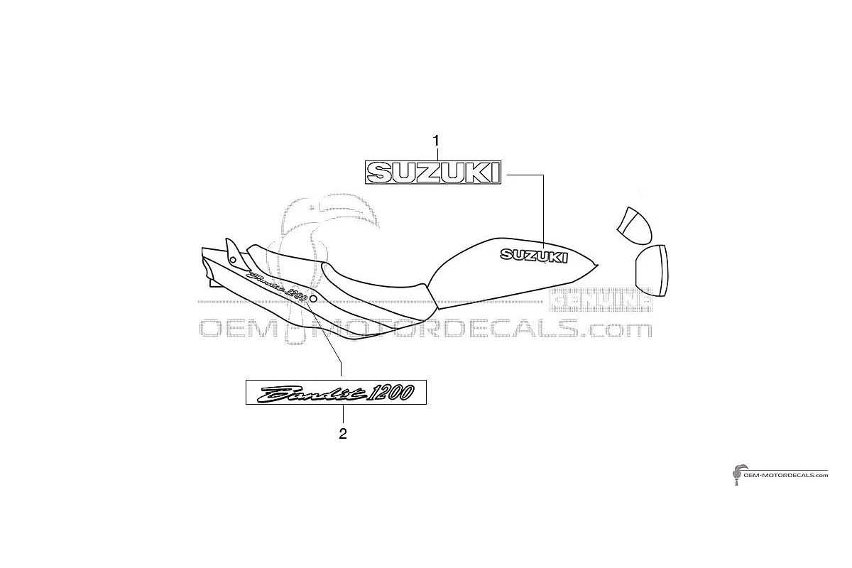 Naklejki do Suzuki GSF1200N BANDIT 2001 - Srebrny • Suzuki Naklejki OEM