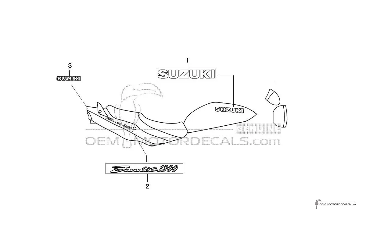 Decals for Suzuki GSF1200N BANDIT 2004 - Gray • Suzuki OEM Decals