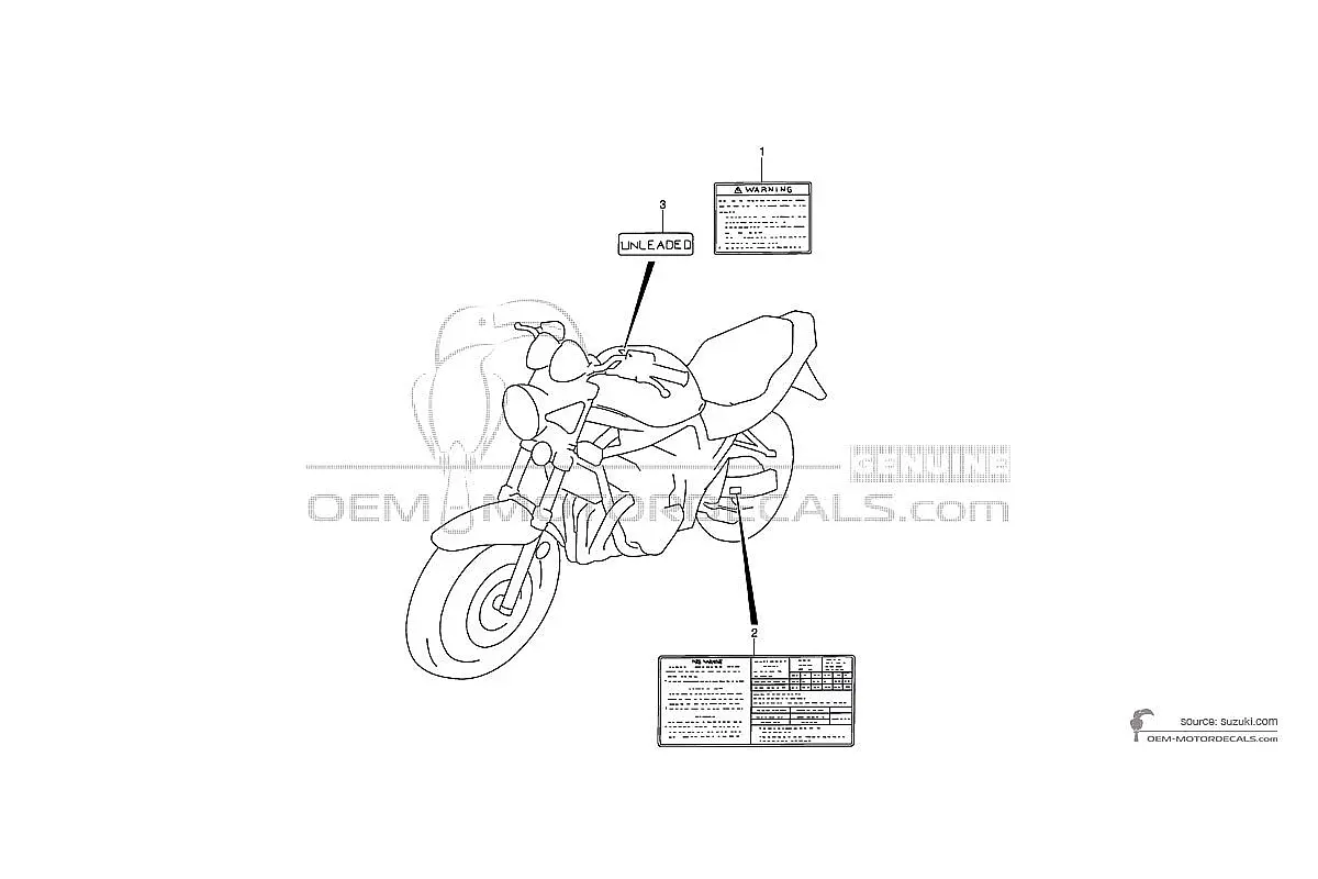 Naklejki do Suzuki GSF600N BANDIT - Etykiety ostrzegawcze • Suzuki Naklejki OEM