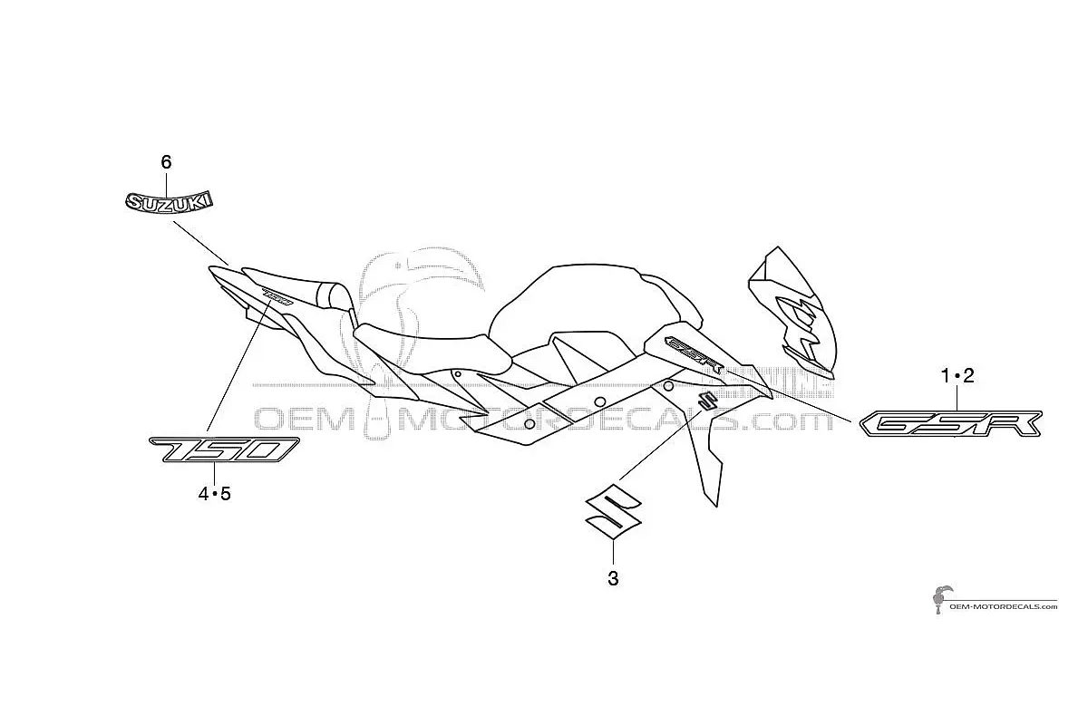 Aufkleber für Suzuki GSr750 2014 - Weiss • Suzuki OEM-Aufkleber