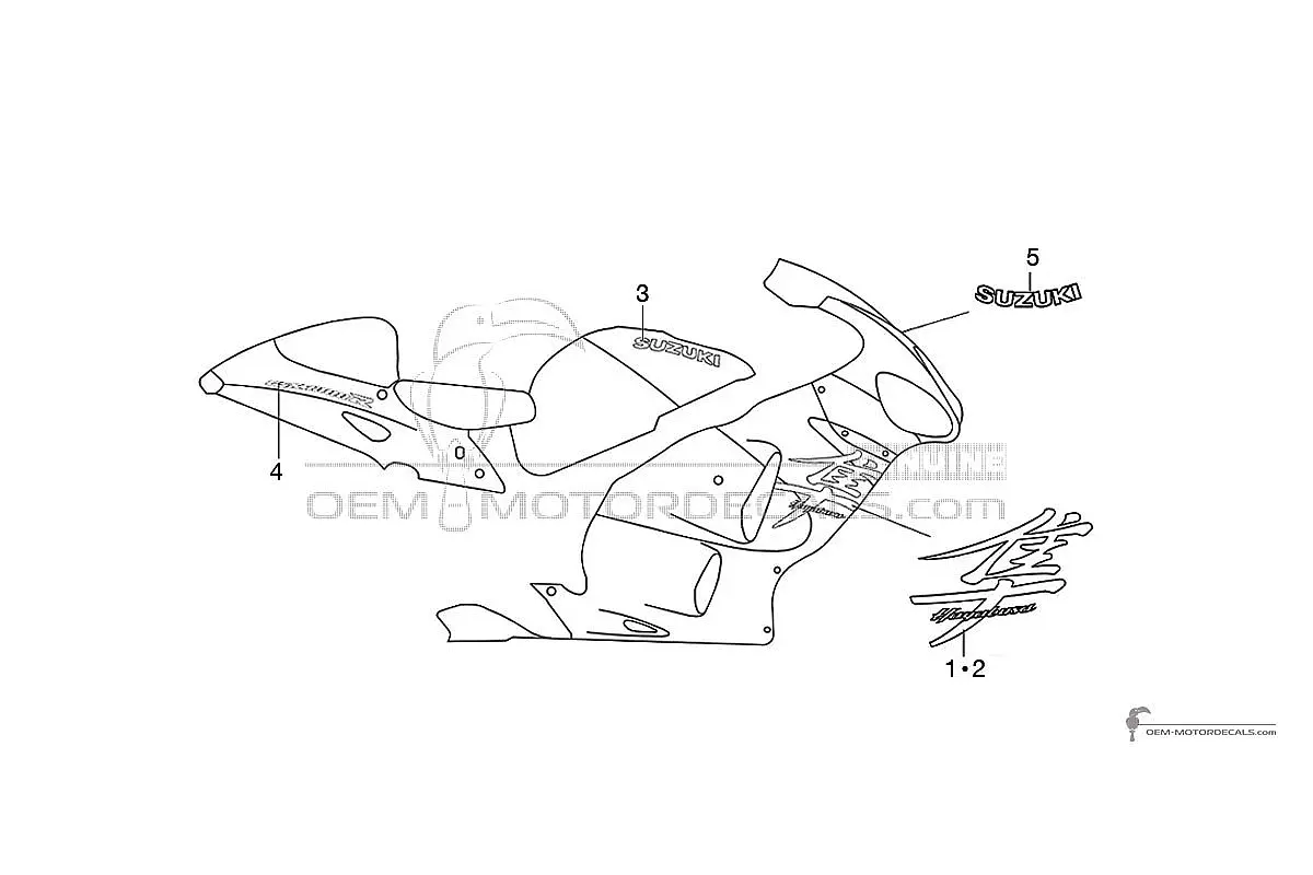 Stickers voor Suzuki GSX1300R Hayabusa 1999 - Zwart • Suzuki OEM Stickers