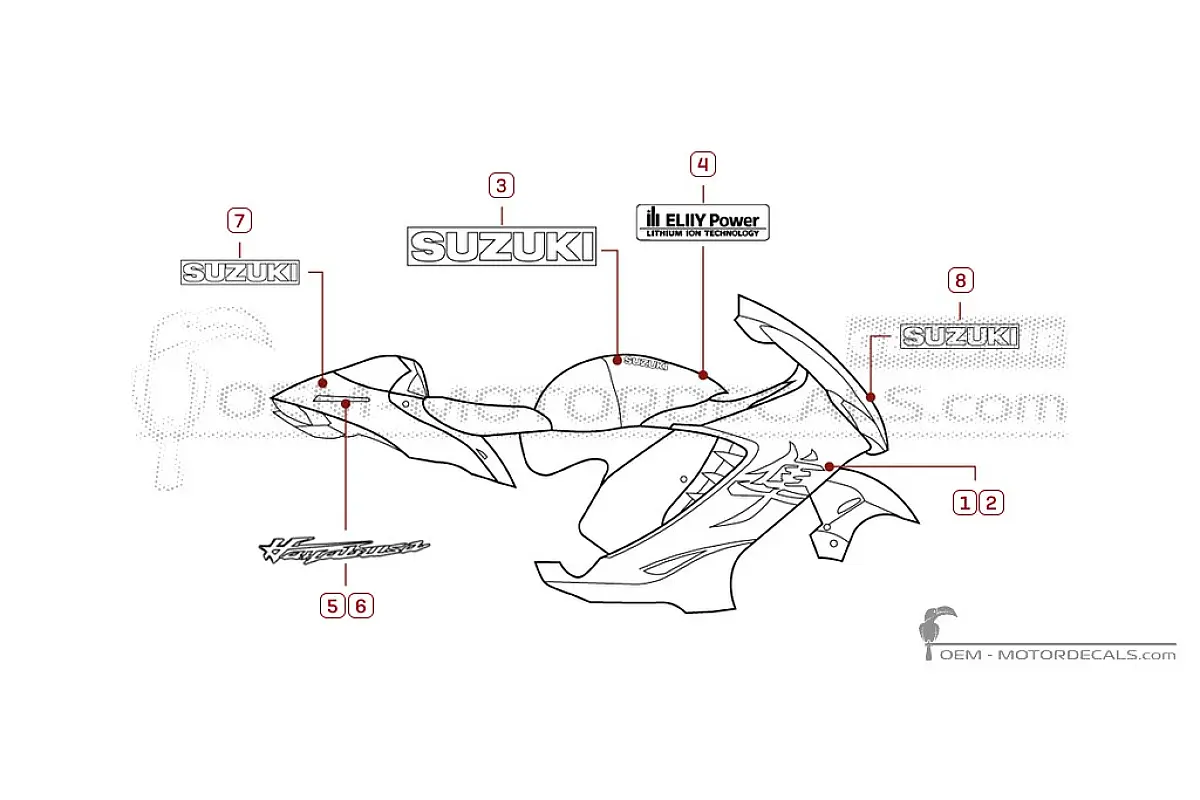 Adesivi per Suzuki GSX1300R HAYABUSA 2026 • Suzuki Adesivi OEM