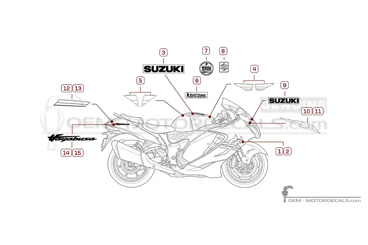 Adesivi per Suzuki GSX1300R HAYABUSA Special Edition 2026 • Suzuki Adesivi OEM