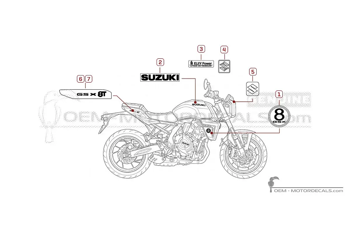 Adesivi per Suzuki GSX8T 2026 • Suzuki Adesivi OEM