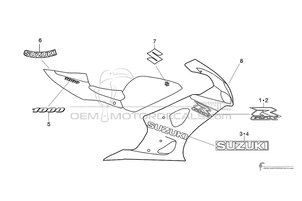 Stickers voor Suzuki GSXR1000 2004 - Zwart • Suzuki OEM Stickers