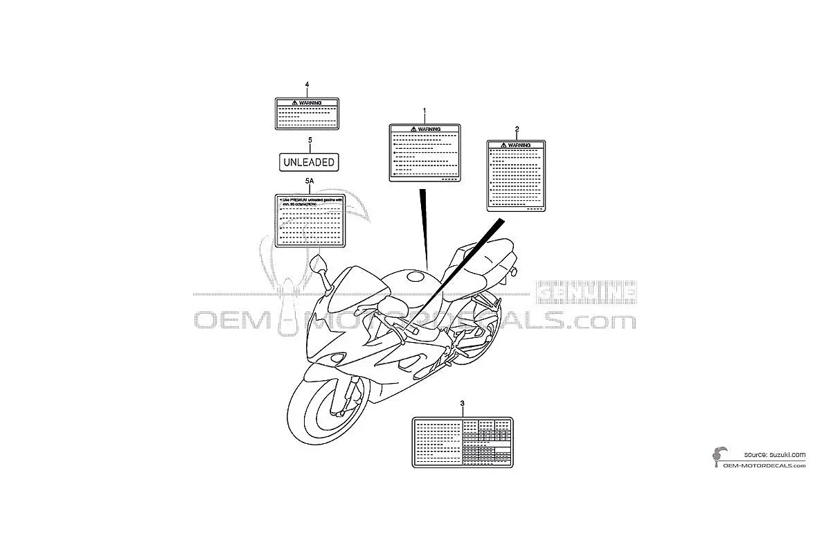 Autocollants pour Suzuki GSXR1000 - Étiquettes de mise en garde • Suzuki Autocollants OEM