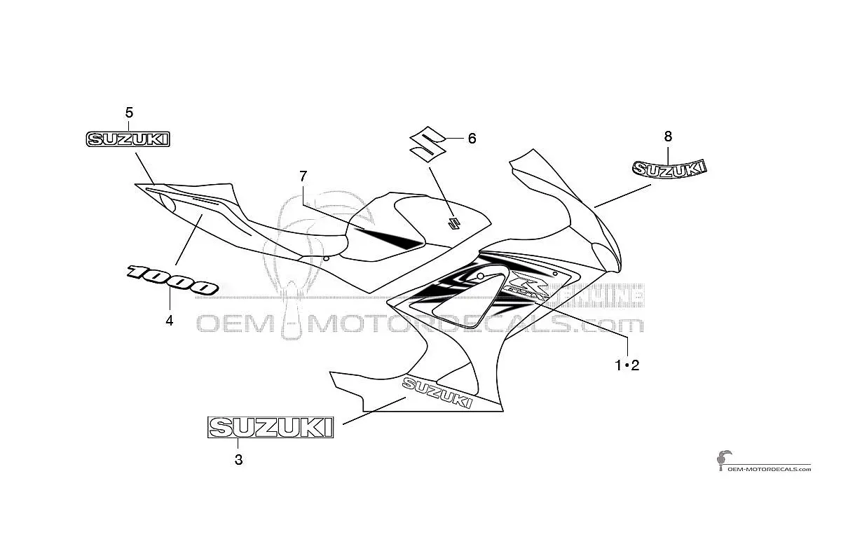 Naklejki do Suzuki GSXR1000 2007 - Pomarańczowy • Suzuki Naklejki OEM