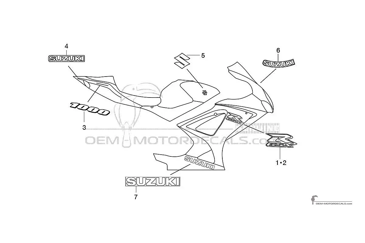 Autocollants pour Suzuki GSXR1000 2008 - Bleu azur • Suzuki Autocollants OEM