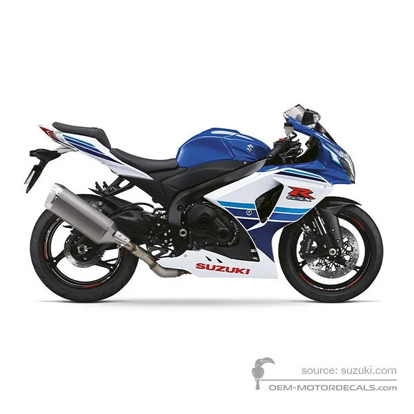 Pegatinas para Suzuki GSXR1000 2016 - Azul Blanco • Suzuki Pegatinas OEM