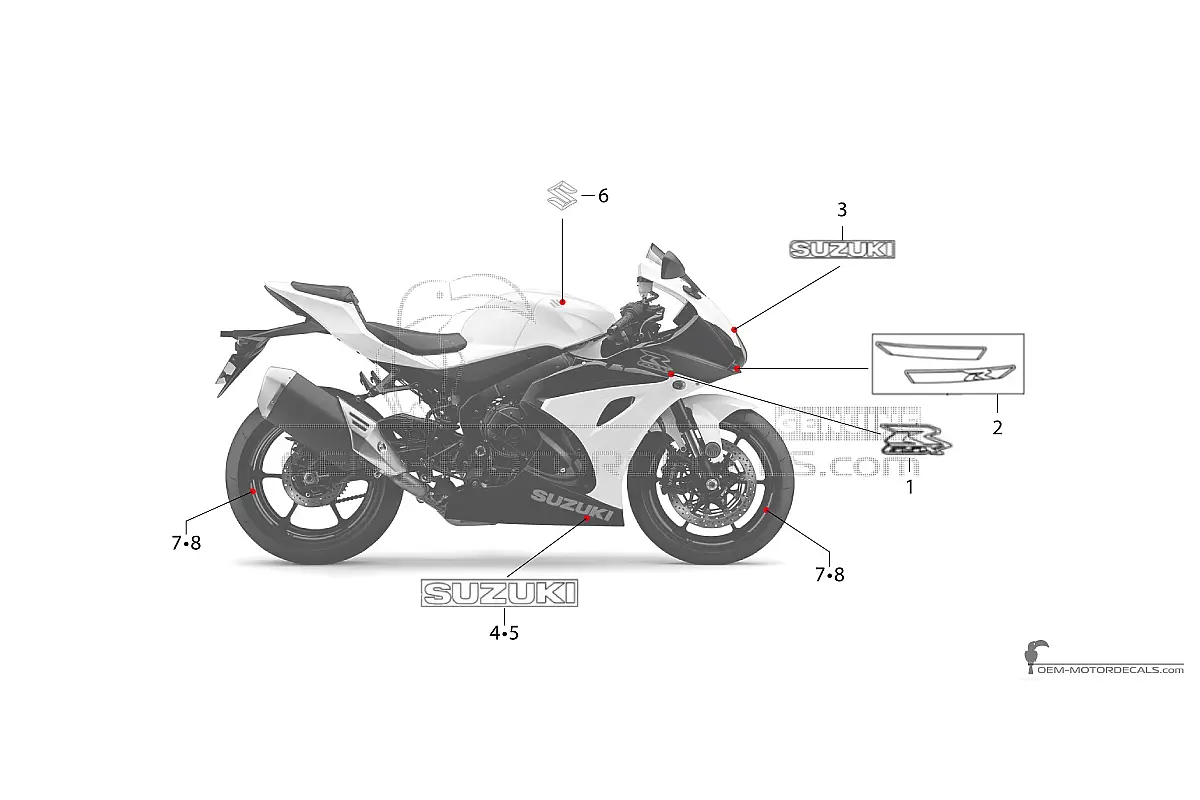 Decals for Suzuki GSXR1000 2019 - White • Suzuki OEM Decals