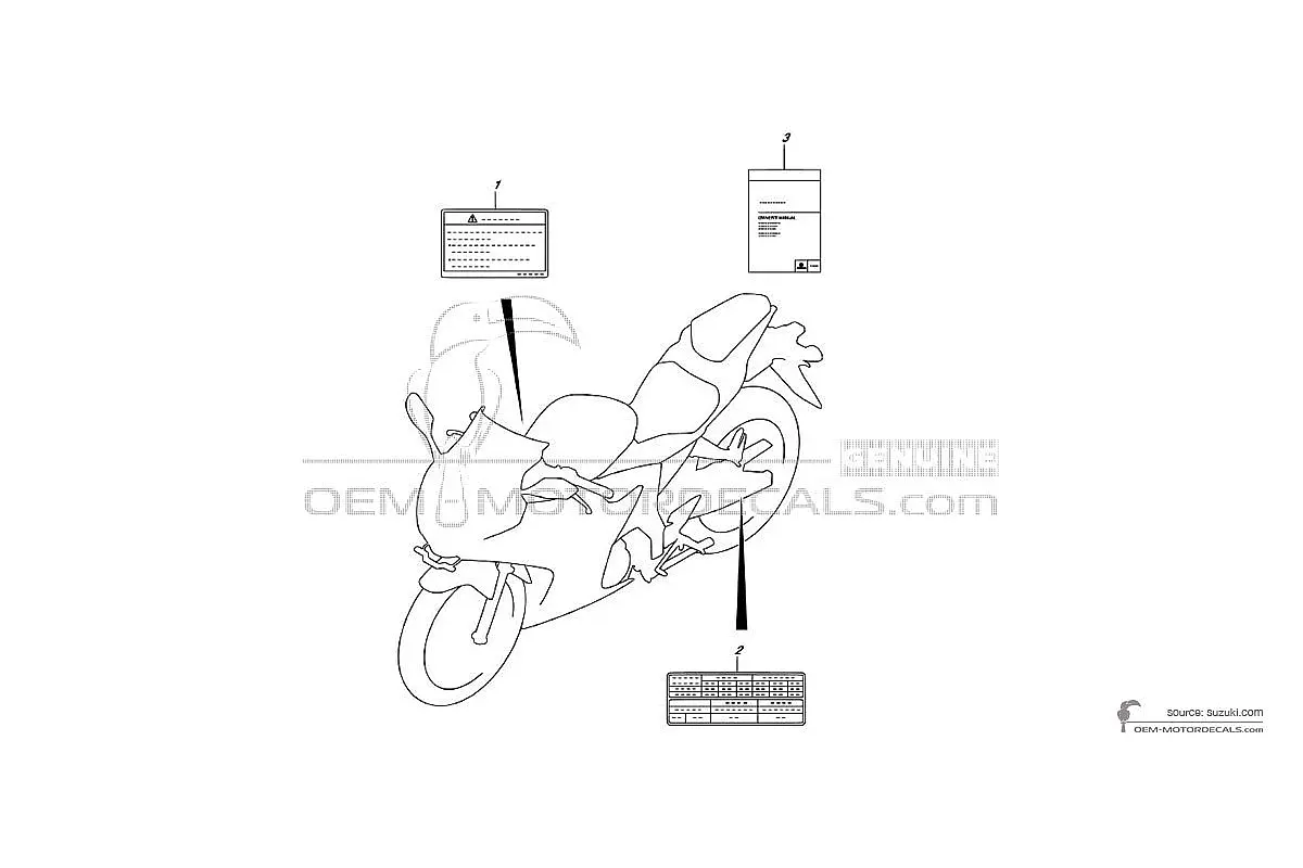 Stickers voor Suzuki GSXR125 - Voorzichtigheid labels • Suzuki OEM Stickers