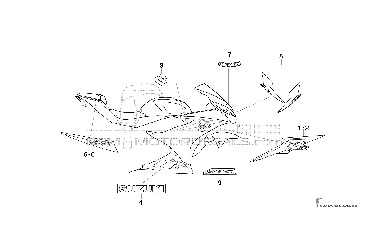 Aufkleber für Suzuki GSXR125 2018 - Weiss • Suzuki OEM-Aufkleber