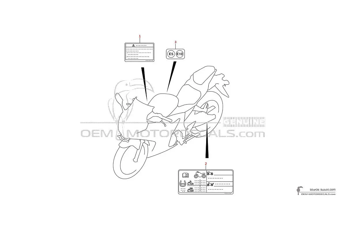 Aufkleber für Suzuki GSXR125 - Vorsichtsetiketten • Suzuki OEM-Aufkleber