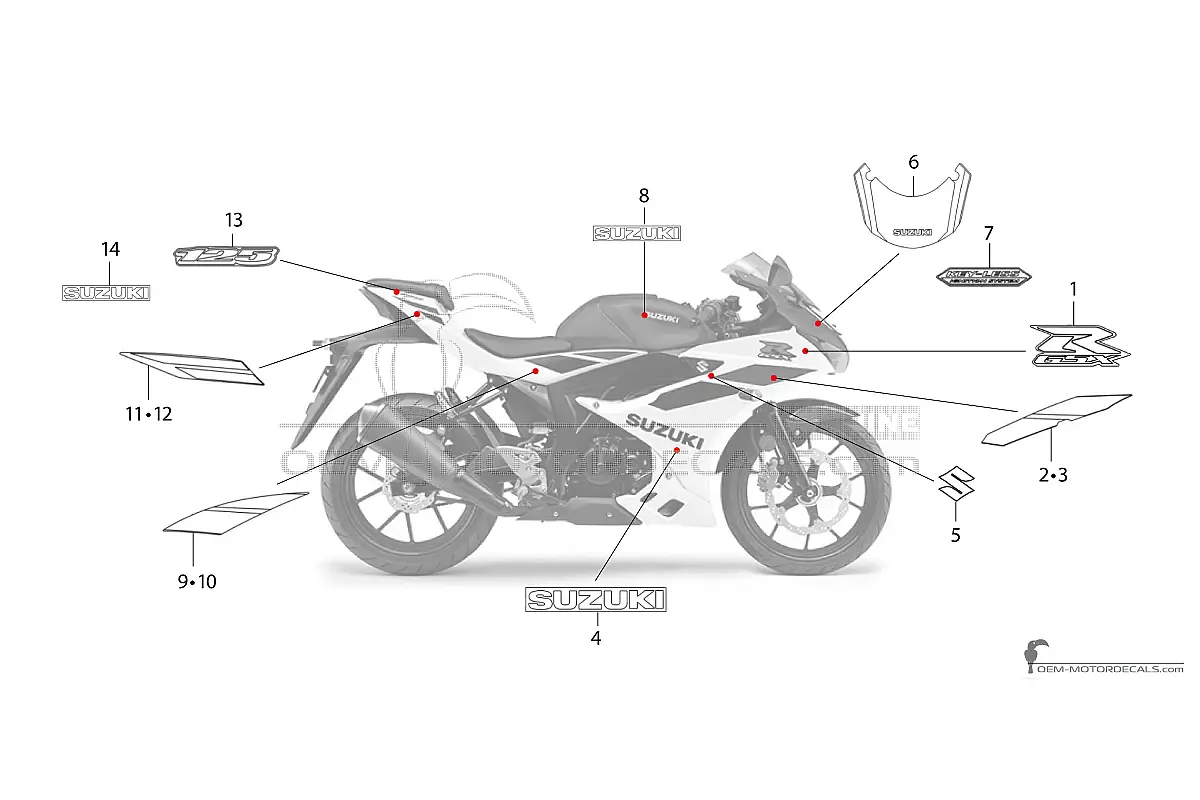 Aufkleber für Suzuki GSXR125 2024 - Blau • Suzuki OEM-Aufkleber