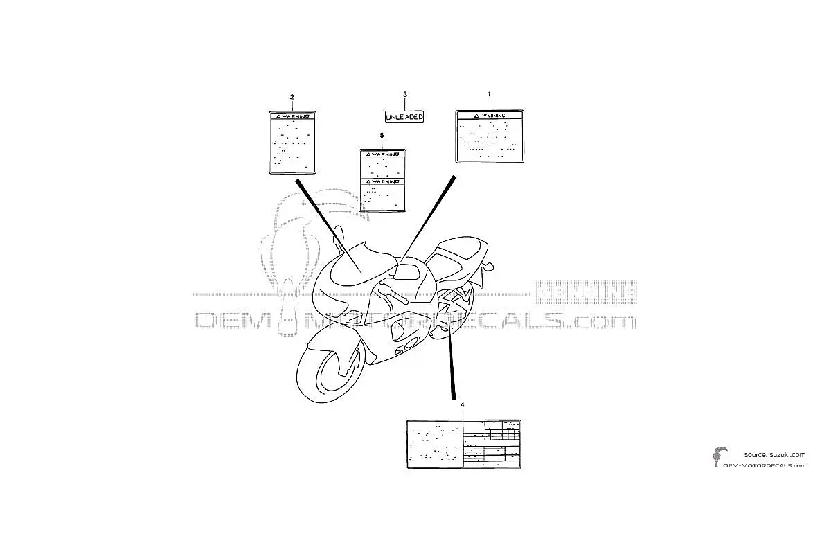 Autocollants pour Suzuki GSXR600 - Étiquettes de mise en garde • Suzuki Autocollants OEM