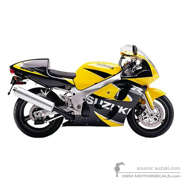 Aufkleber für Suzuki GSXR600 2000 - Schwarz Gelb • Suzuki OEM-Aufkleber