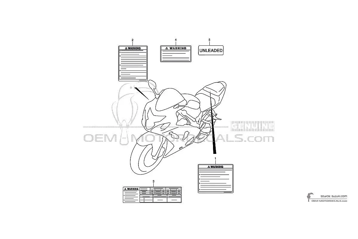 Aufkleber für Suzuki GSXR600 - Vorsichtsetiketten • Suzuki OEM-Aufkleber