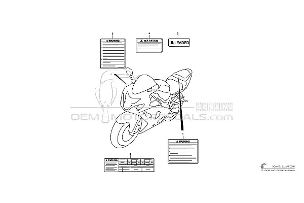 Suzuki GSXR600 - Vorsichtsetiketten