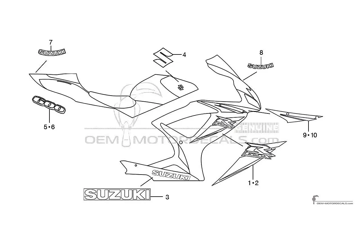 Adesivi per Suzuki GSXR600 2007 - Blu/Bianco • Suzuki Adesivi OEM