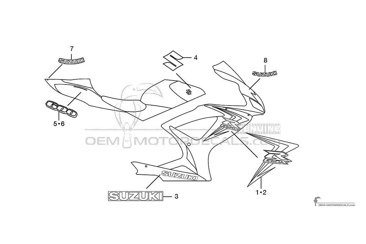 Aufkleber für Suzuki GSXR600 2007 - Blau • Suzuki OEM-Aufkleber