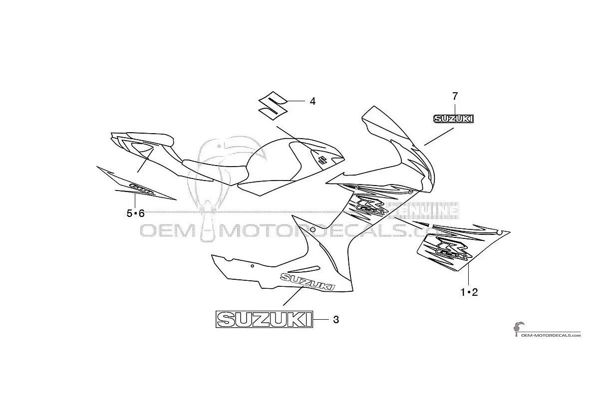 Naklejki do Suzuki GSXR600 2012 - Czarny • Suzuki Naklejki OEM