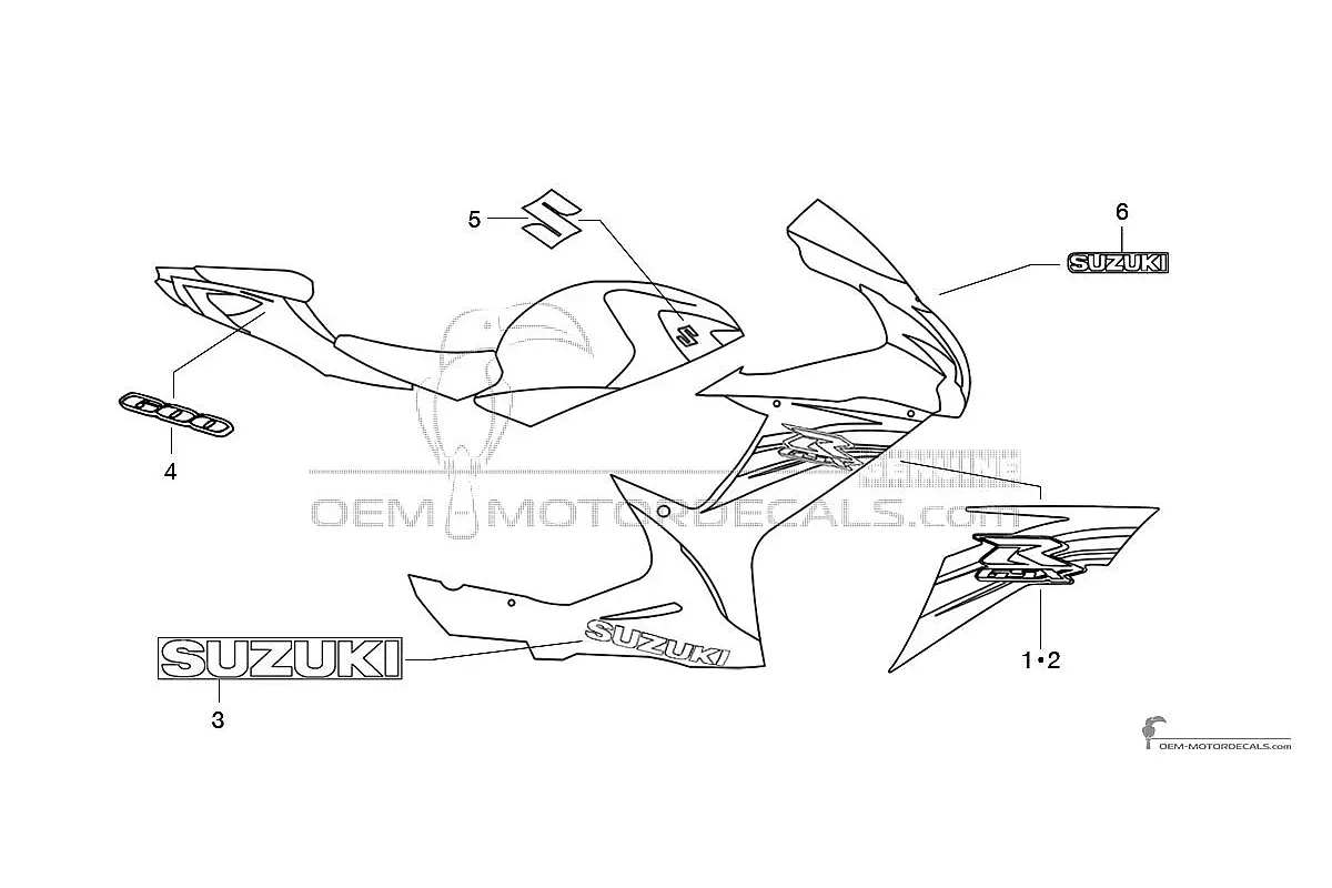 Stickers voor Suzuki GSXR600 2013 - Rood • Suzuki OEM Stickers