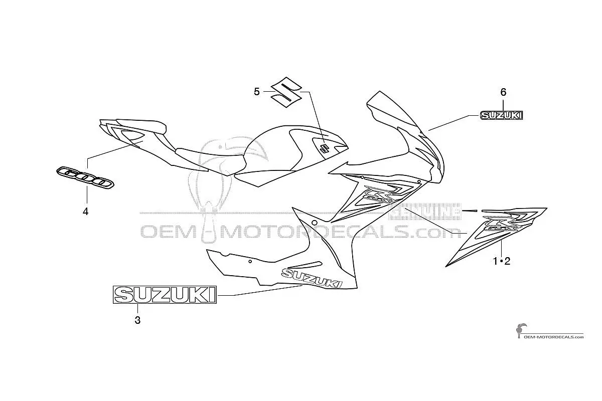 Autocollants pour Suzuki GSXR600 2014 - Noir • Suzuki Autocollants OEM