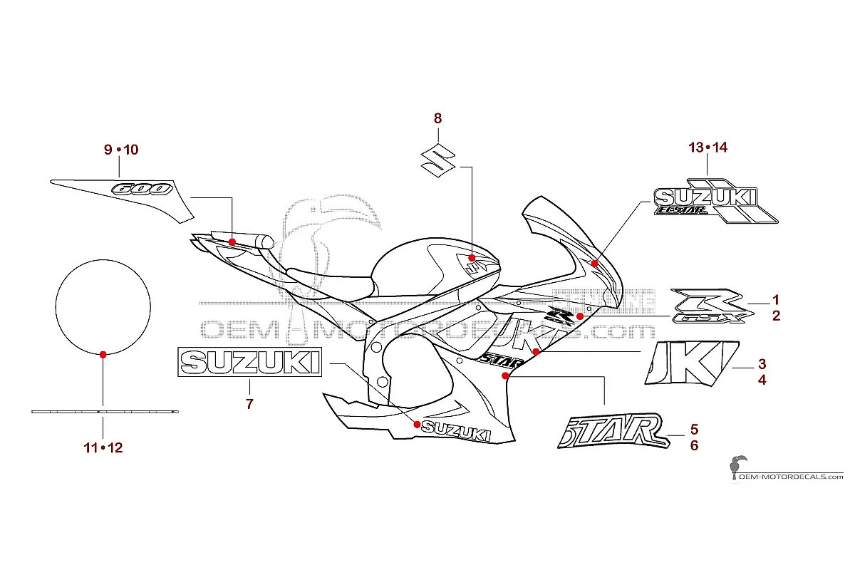 Decals for Suzuki GSXR600 2021 - Blue • Suzuki OEM Decals