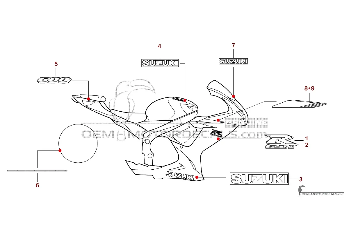 Pegatinas para Suzuki GSXR600 2021 - Blanco • Suzuki Pegatinas OEM