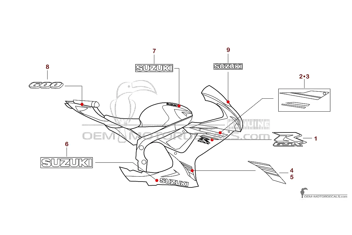 Naklejki do Suzuki GSXR600 2023 - Szary • Suzuki Naklejki OEM