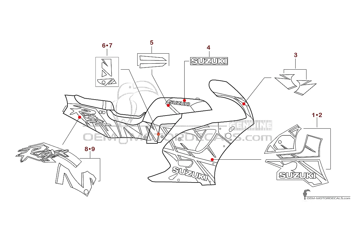 Decals for Suzuki GSXR750 1992 - Black • Suzuki OEM Decals