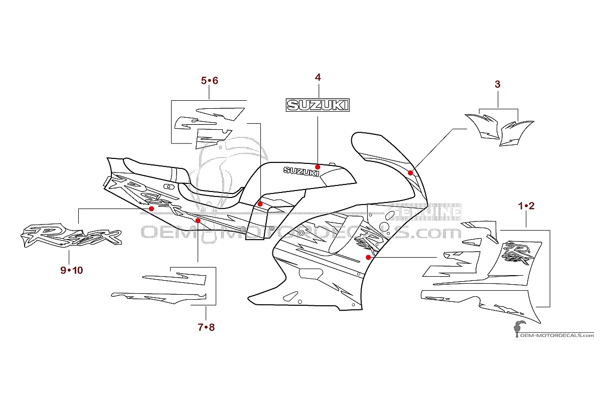 Pegatinas para Suzuki GSXR750 1993 - Violeta • Suzuki Pegatinas OEM