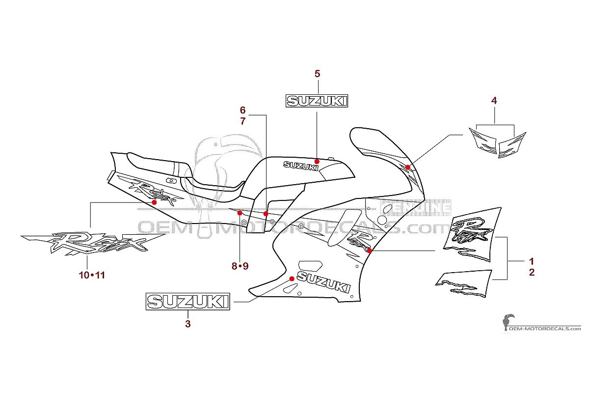 Naklejki do Suzuki GSXR750 1994 - Fioletowy • Suzuki Naklejki OEM