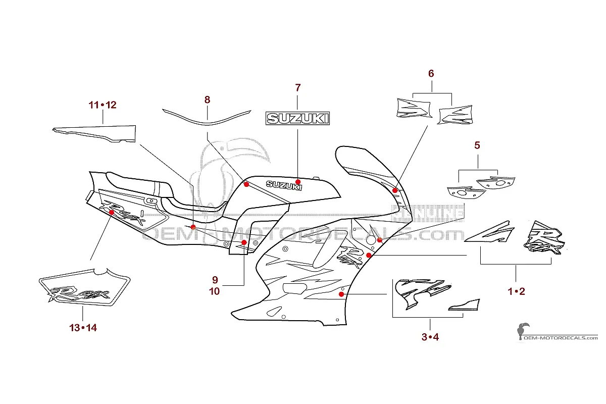 Aufkleber für Suzuki GSXR750 1995 - Blau • Suzuki OEM-Aufkleber