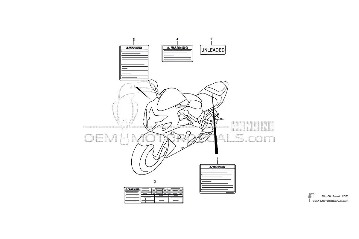 Autocollants pour Suzuki GSXR750 - Étiquettes de mise en garde • Suzuki Autocollants OEM